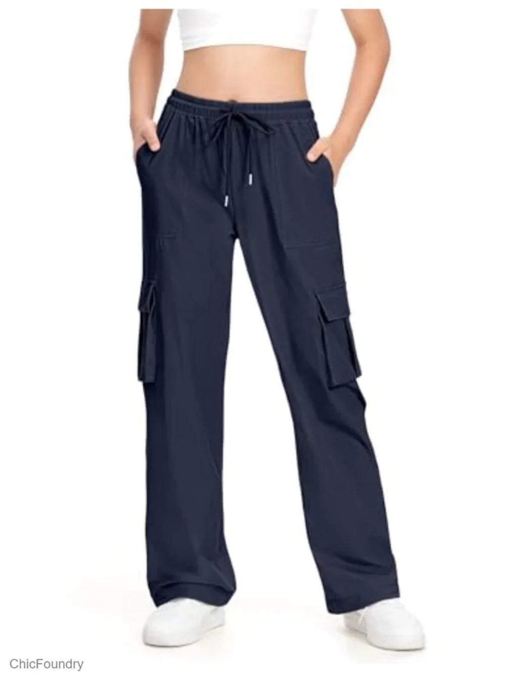 Girls Cargo Pants Lightweight Hiking Joggers Water Resistant Nylon Spandex